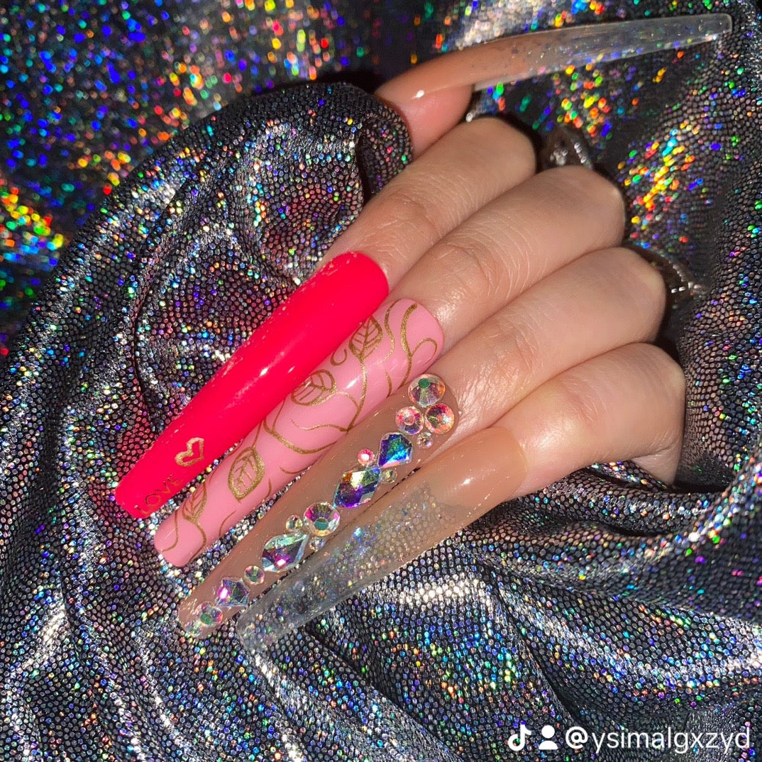 S312-pink handmade customize acrylic press on nails--Missunails