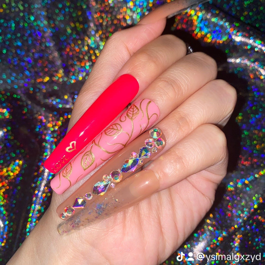 S312-pink handmade customize acrylic press on nails--Missunails
