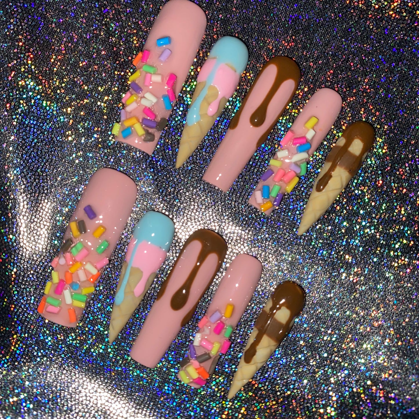 F18-icecream handmade customize acrylic press on nails--Missunails