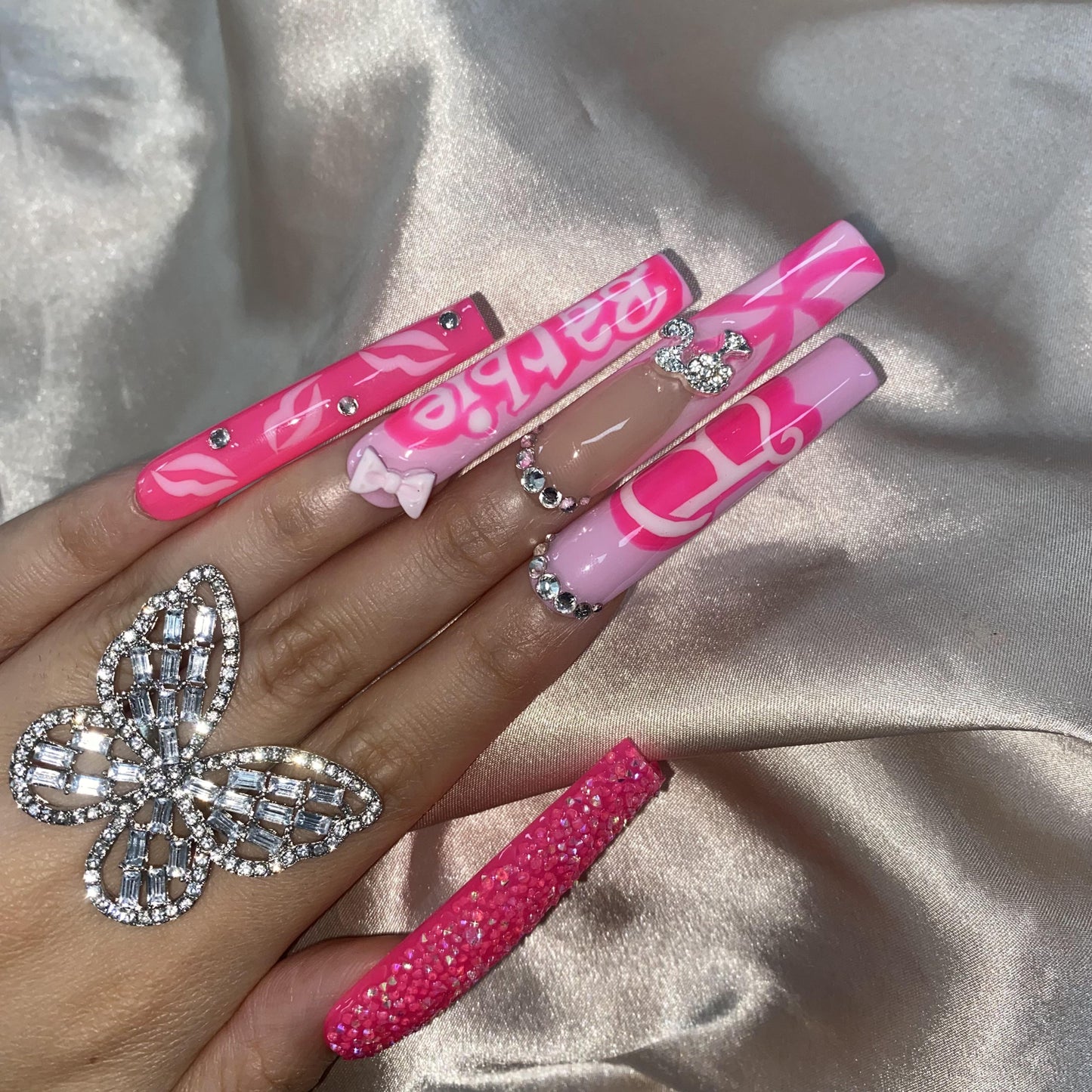 S587-handmade customize acrylic Barbie press on nails--Missunails
