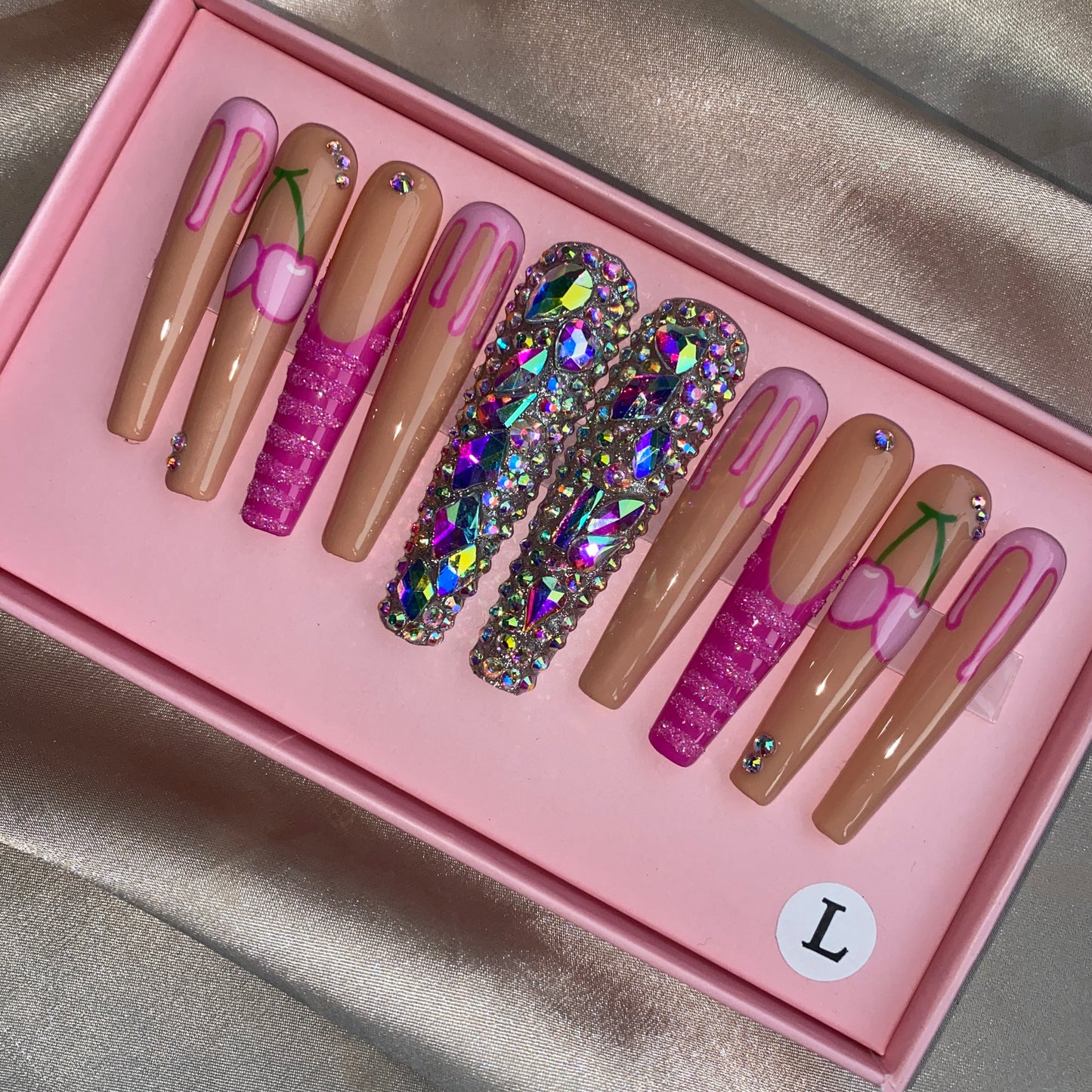 Pink Cherry XL Bellerina-- handmade customize acrylic press on nails--Missunail