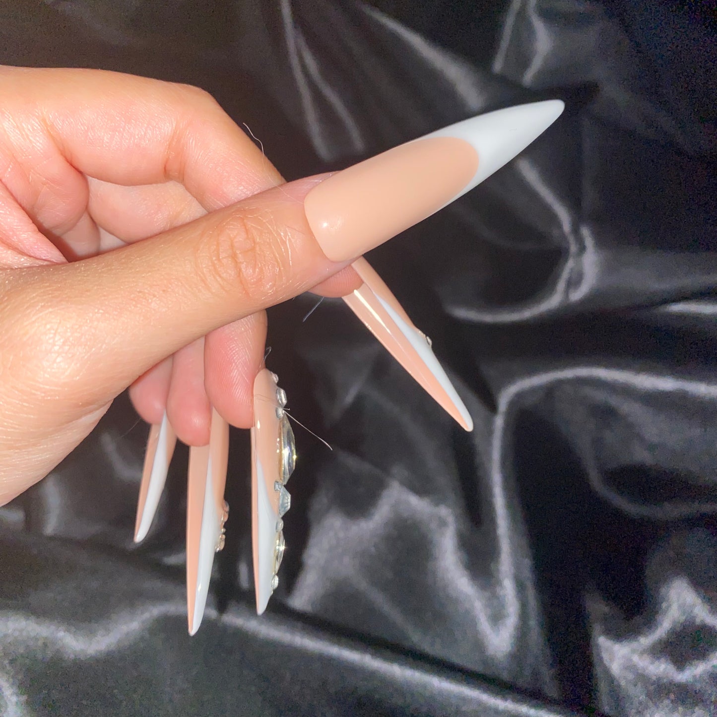 S01-nude french tips handmade customize acrylic press on nails--Missunails