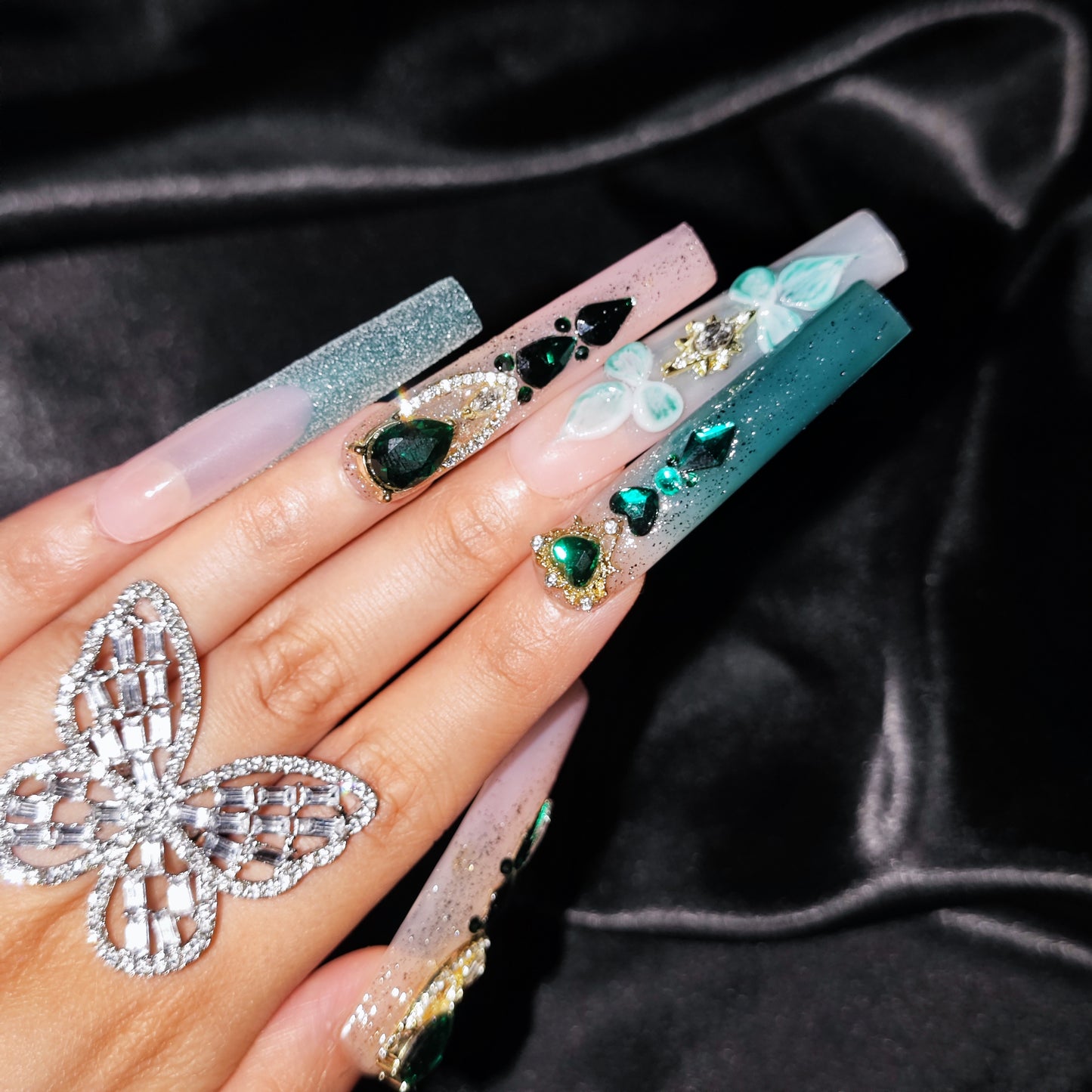 S311-green handmade customize acrylic press on nails--Missunails