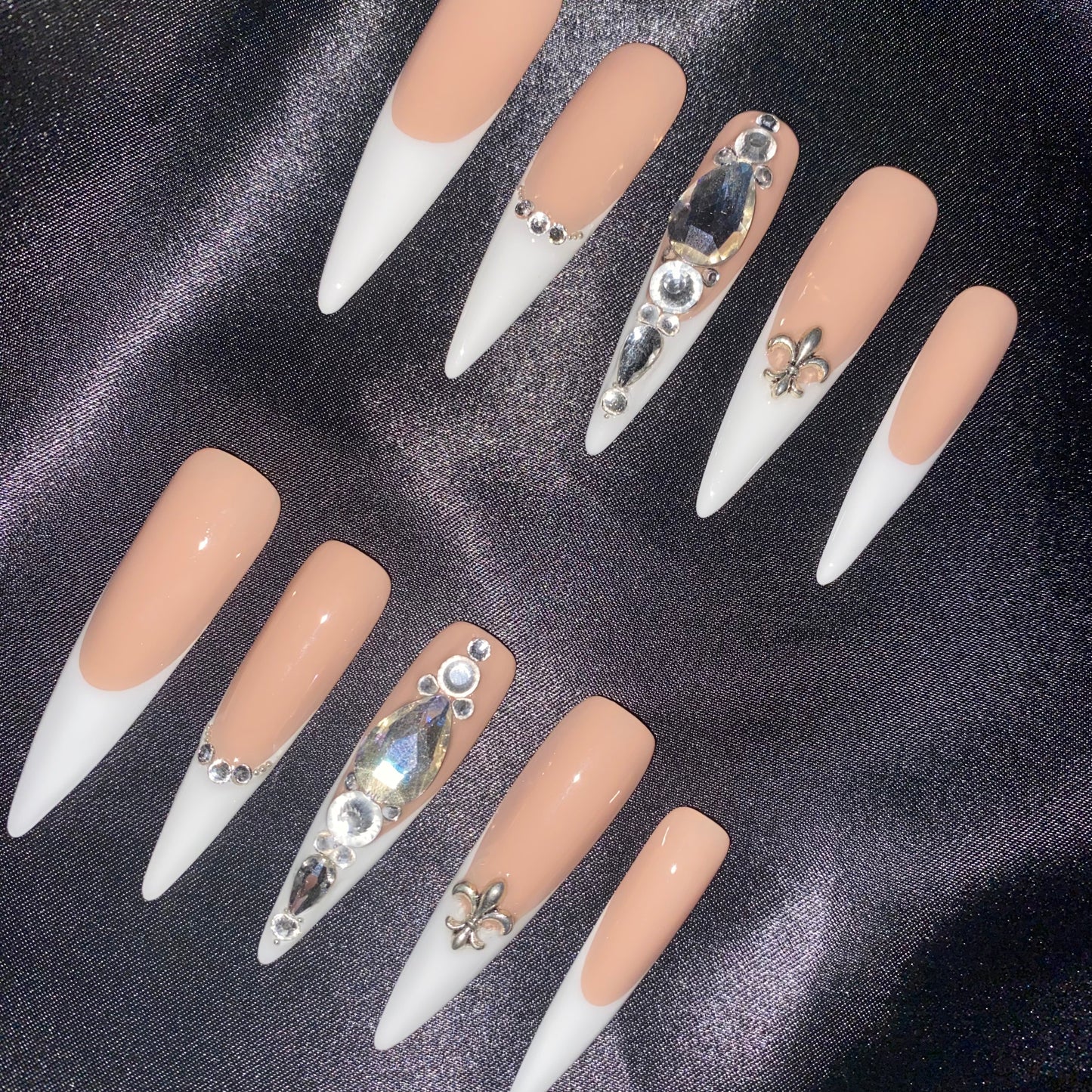 S01-nude french tips handmade customize acrylic press on nails--Missunails