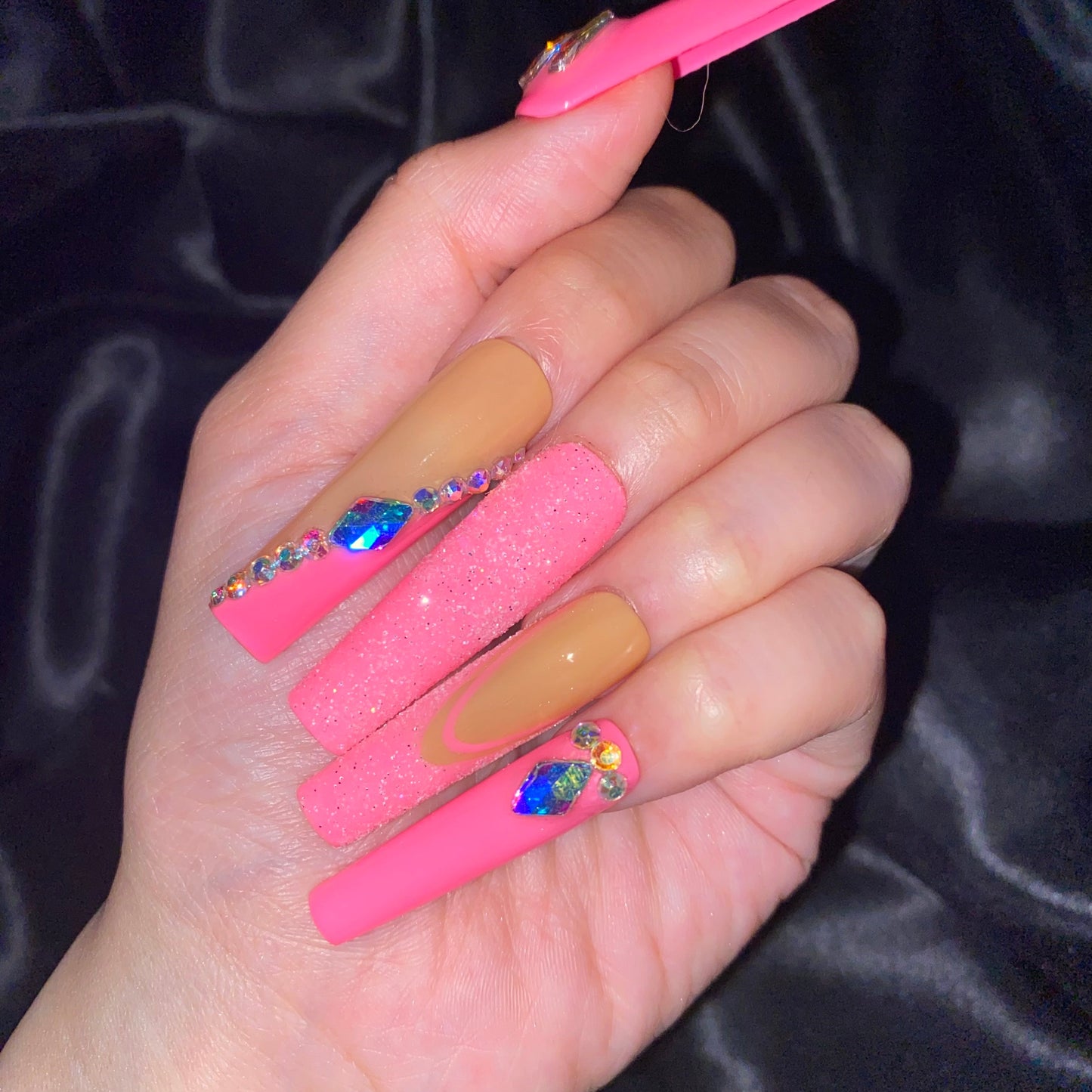 S297-barbie pink handmade customize acrylic press on nails--Missunails