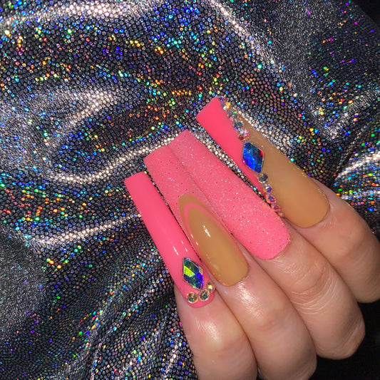 S297-barbie pink handmade customize acrylic press on nails--Missunails