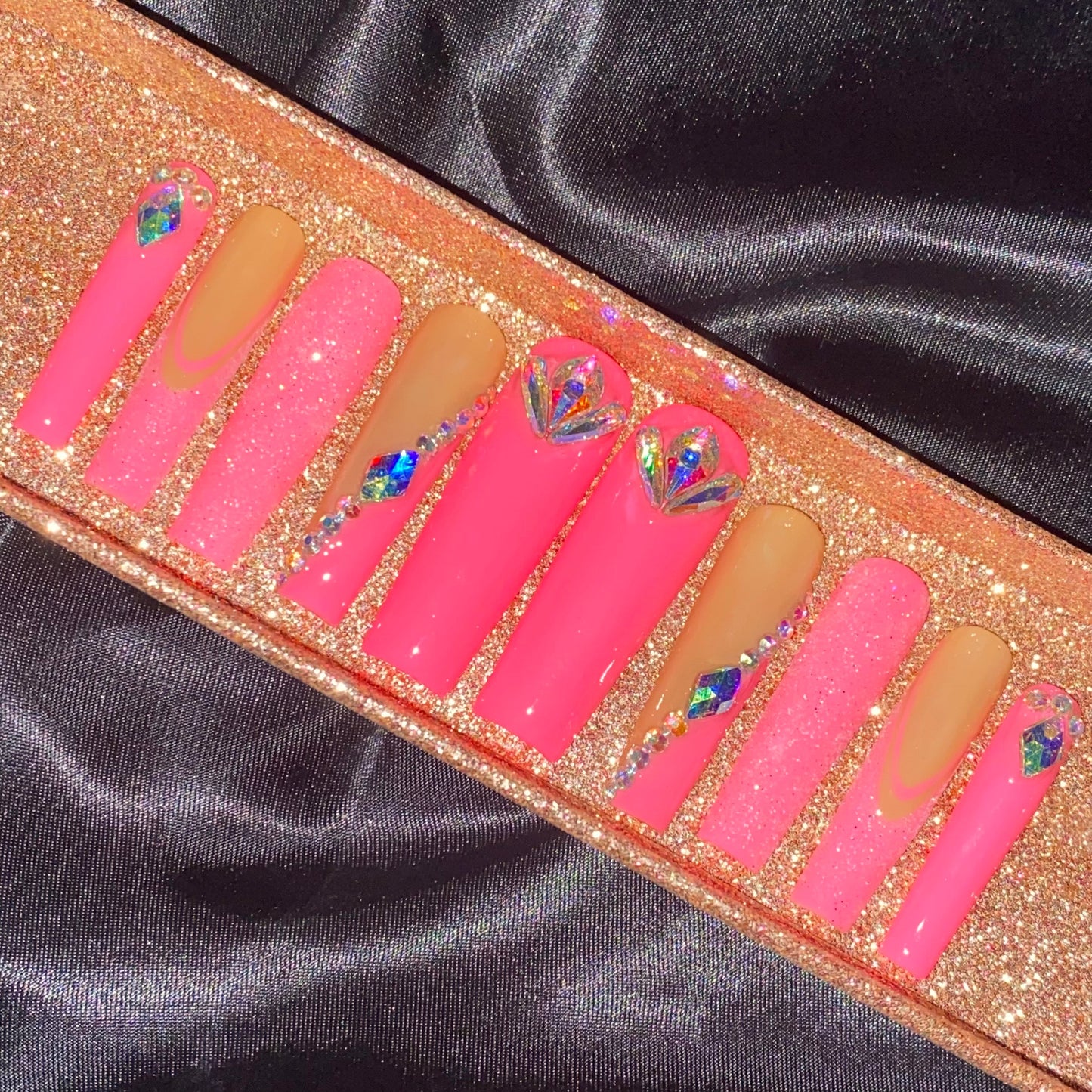 S297-barbie pink handmade customize acrylic press on nails--Missunails