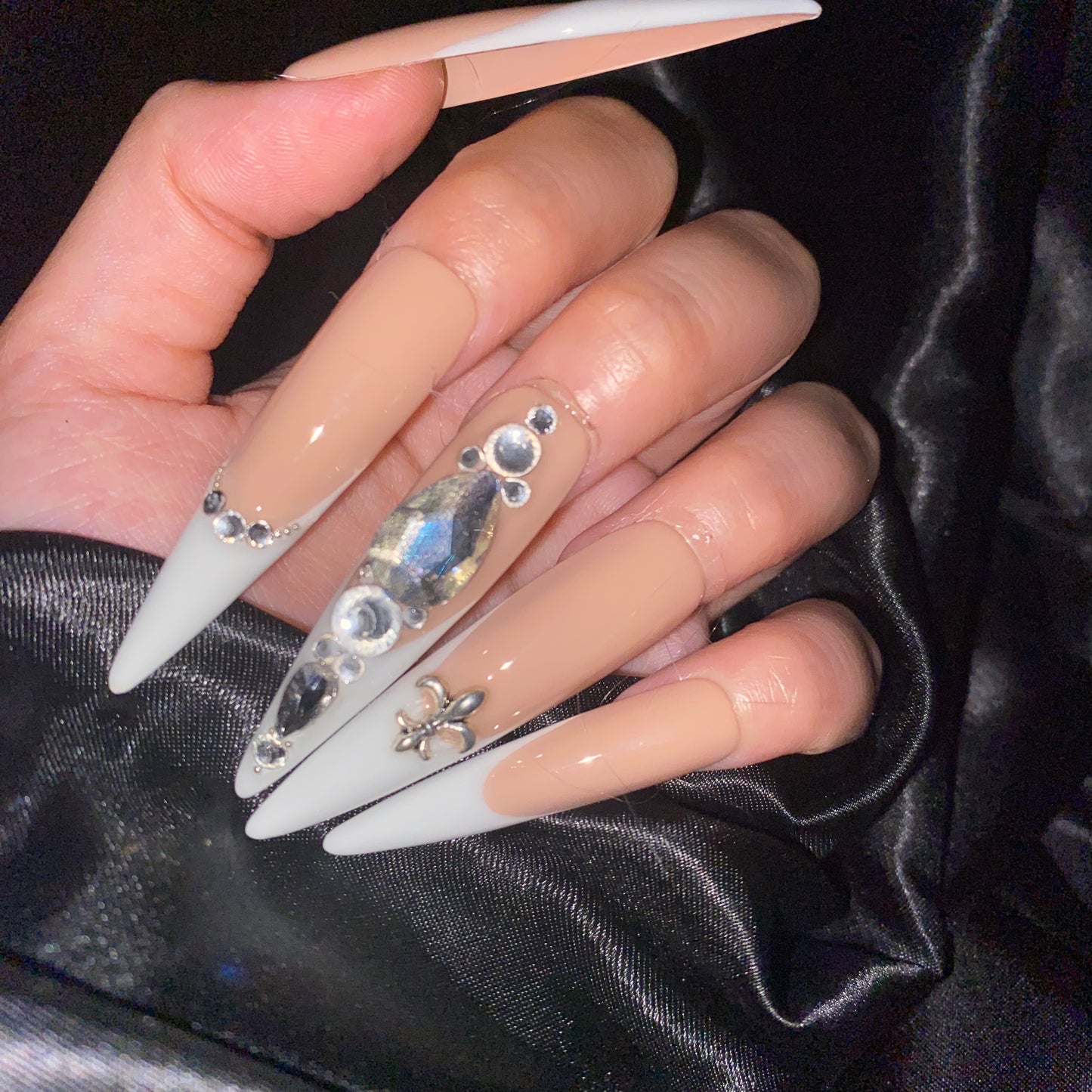 S01-nude french tips handmade customize acrylic press on nails--Missunails