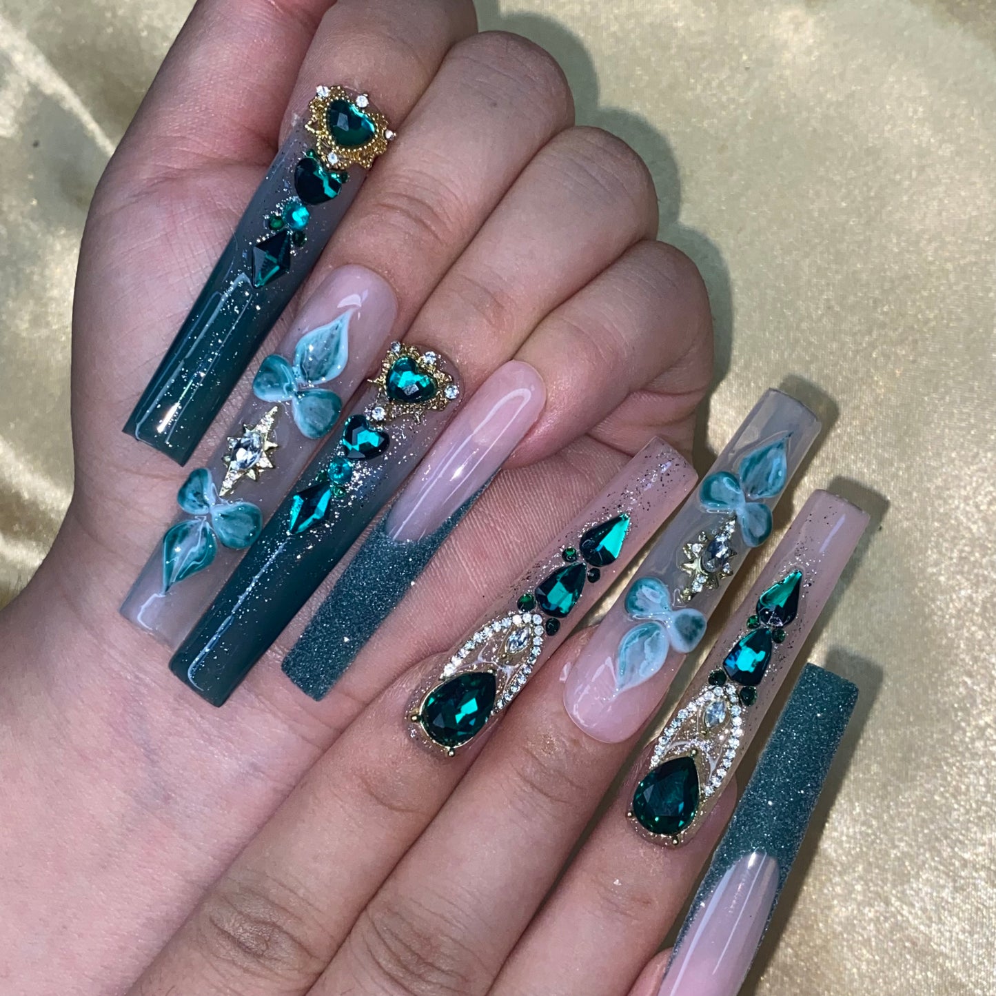 S311-green handmade customize acrylic press on nails--Missunails