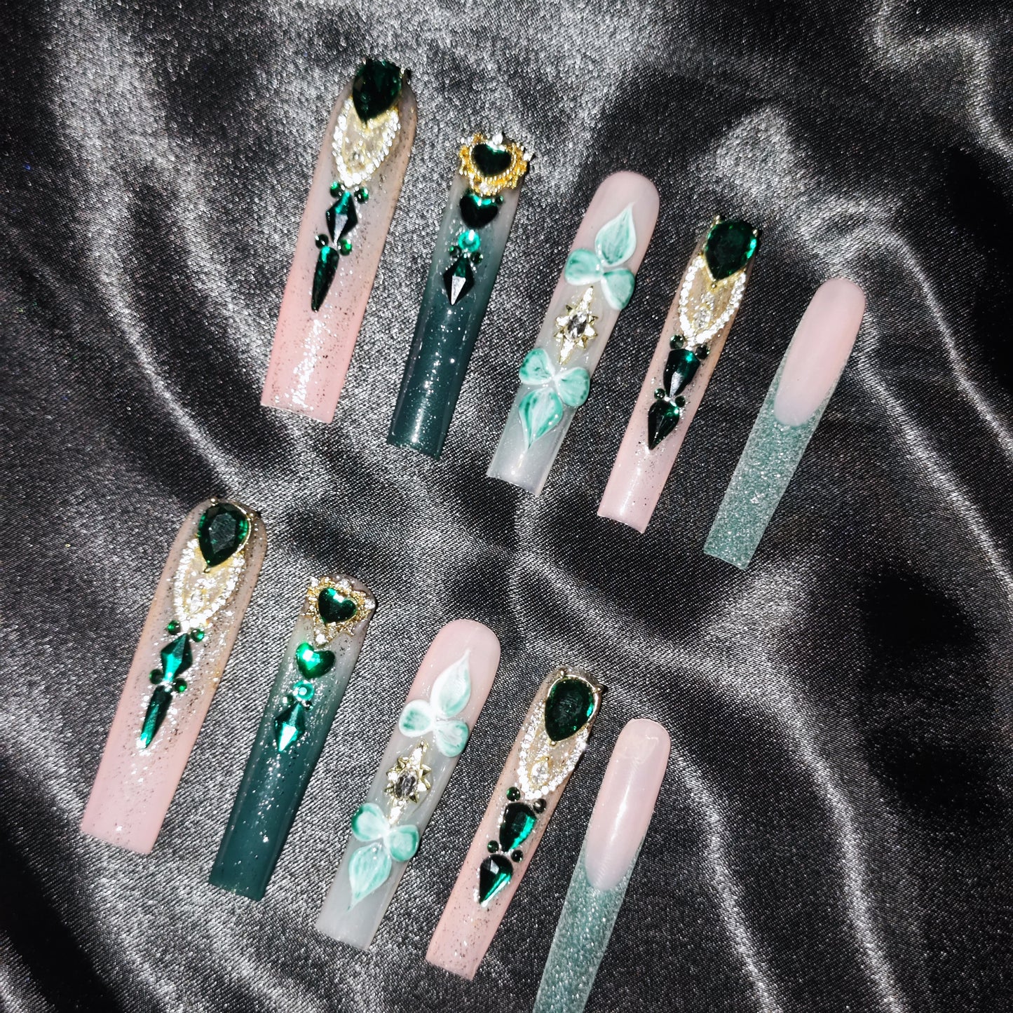 S311-green handmade customize acrylic press on nails--Missunails