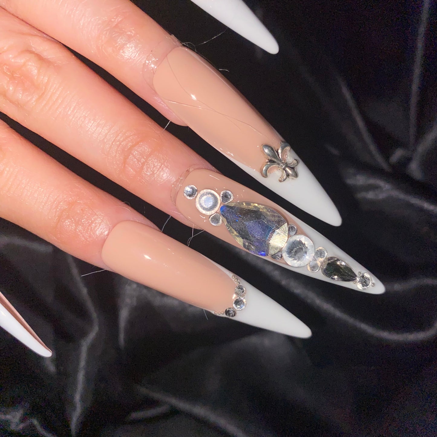 S01-nude french tips handmade customize acrylic press on nails--Missunails