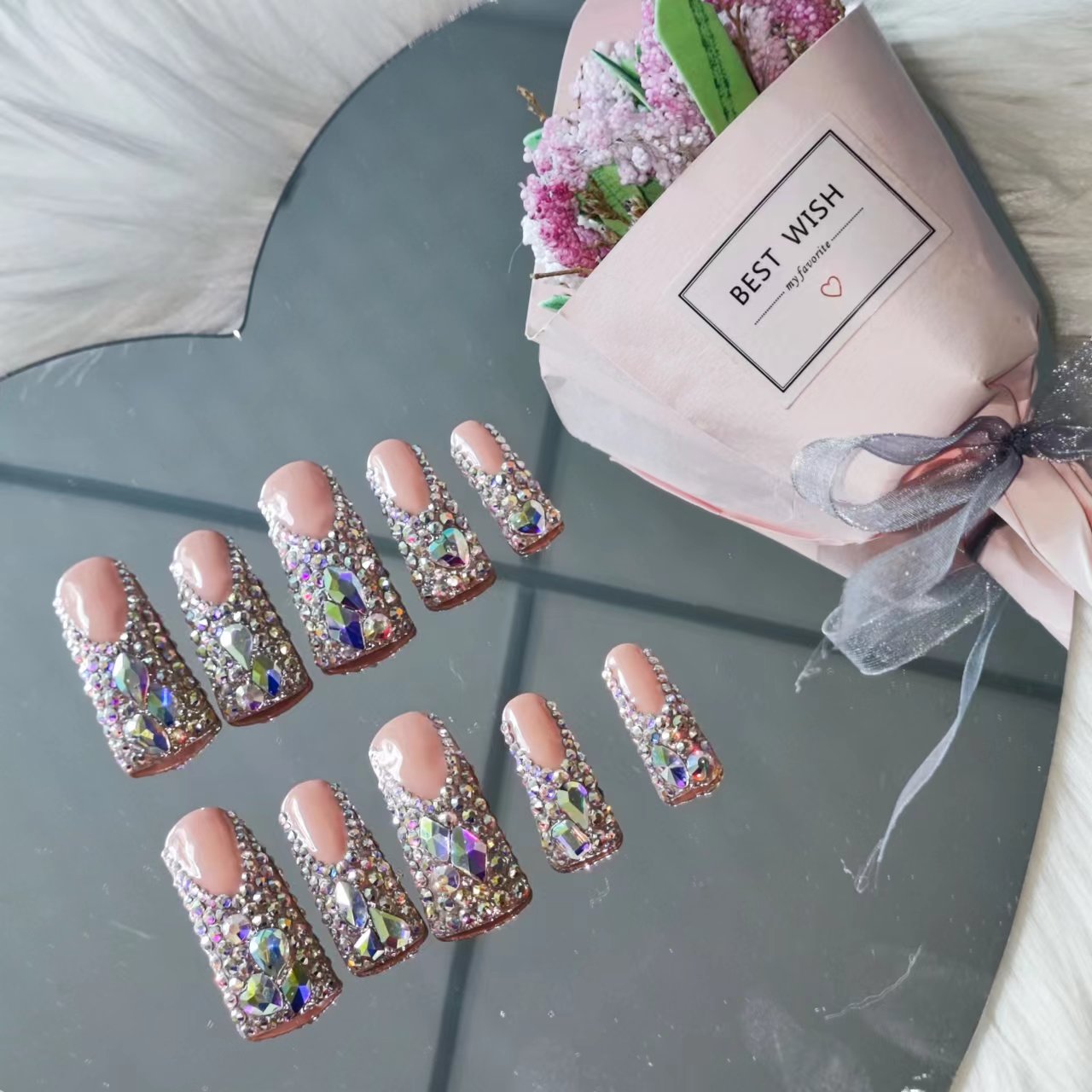 S310---gorgeous duck shape handmade customize acrylic press on nails---Missunails